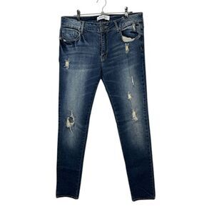 Kenneth Cole Reaction Skinny Stretch Jeans Distressed Whisker Wash Size 8